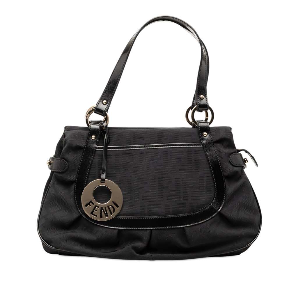 Fendi Zucca Canvas Chef Shoulder Bag Black Very good condition - Front View