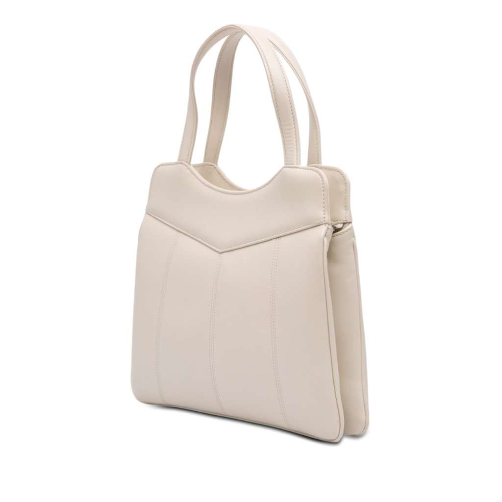 Gucci Small Calfskin Petite GG Tote White Leather Very good condition - Back View