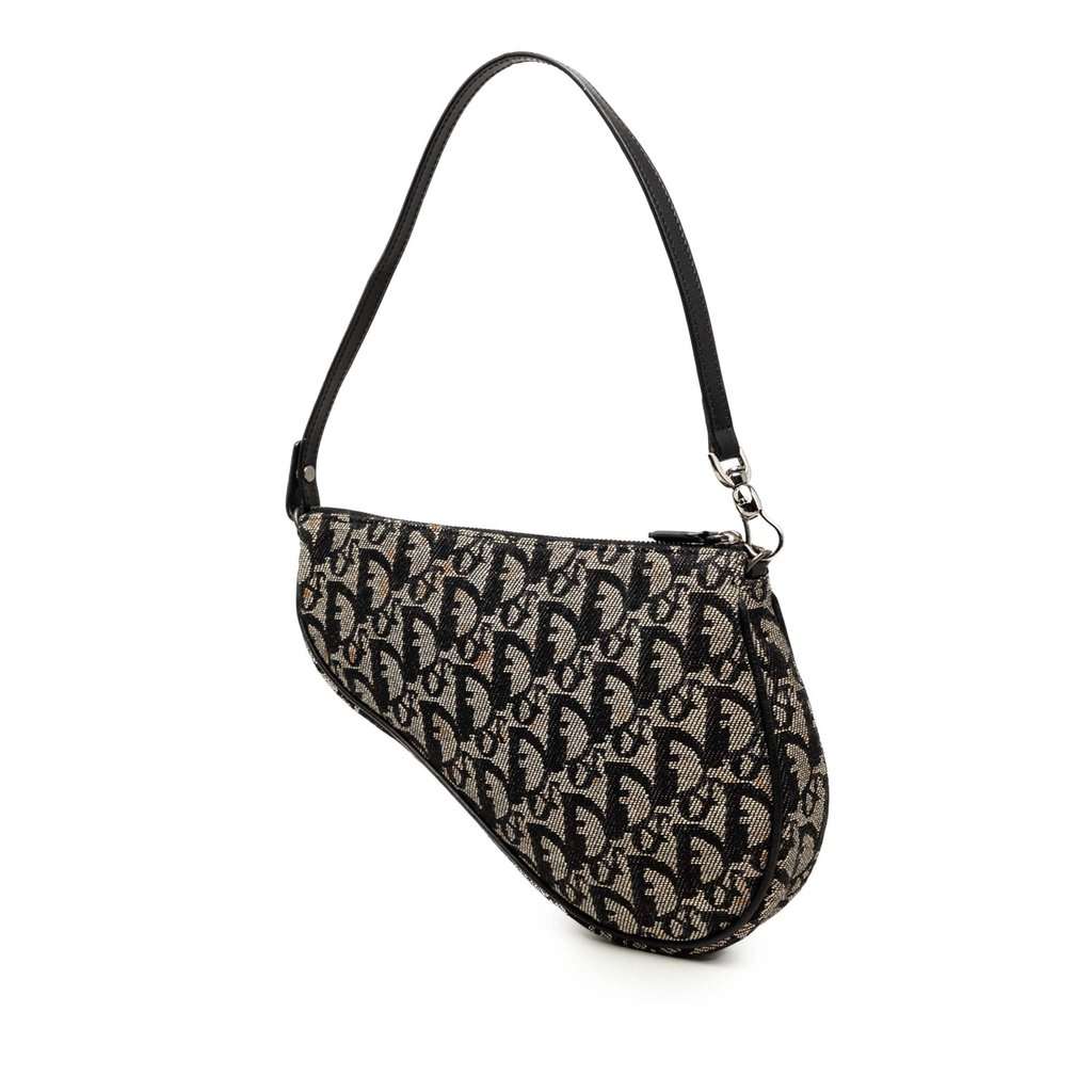 Dior Mini Diorissimo Canvas Saddle Pochette Black Very good - Back View