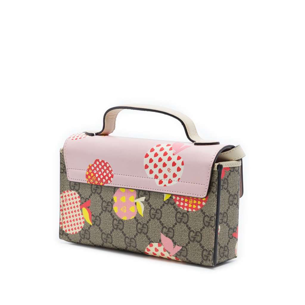 Gucci Mini GG Supreme Monogram Les Pommes Padlock Satchel Beige Very good - Back View