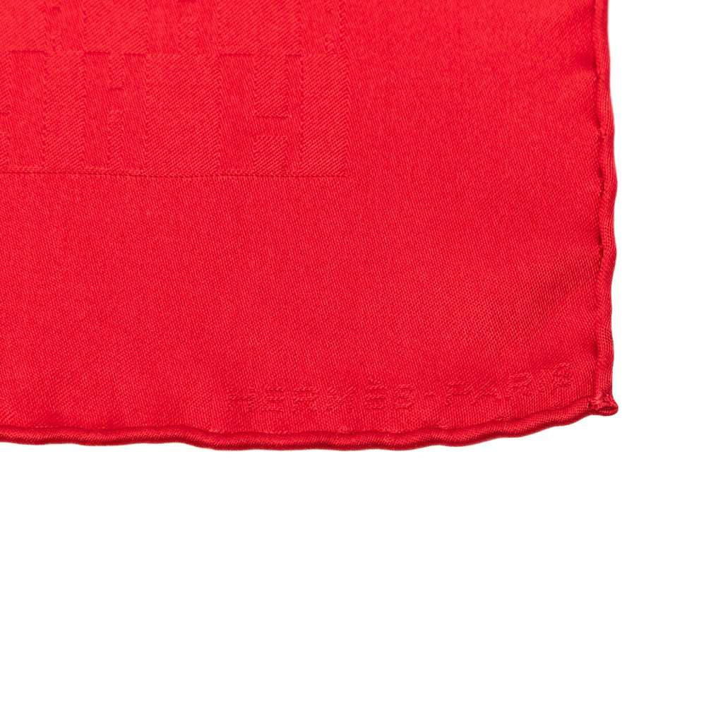 Hermès Faconnee Grand H Silk Pocket Square Scarf Red Very good - Back View