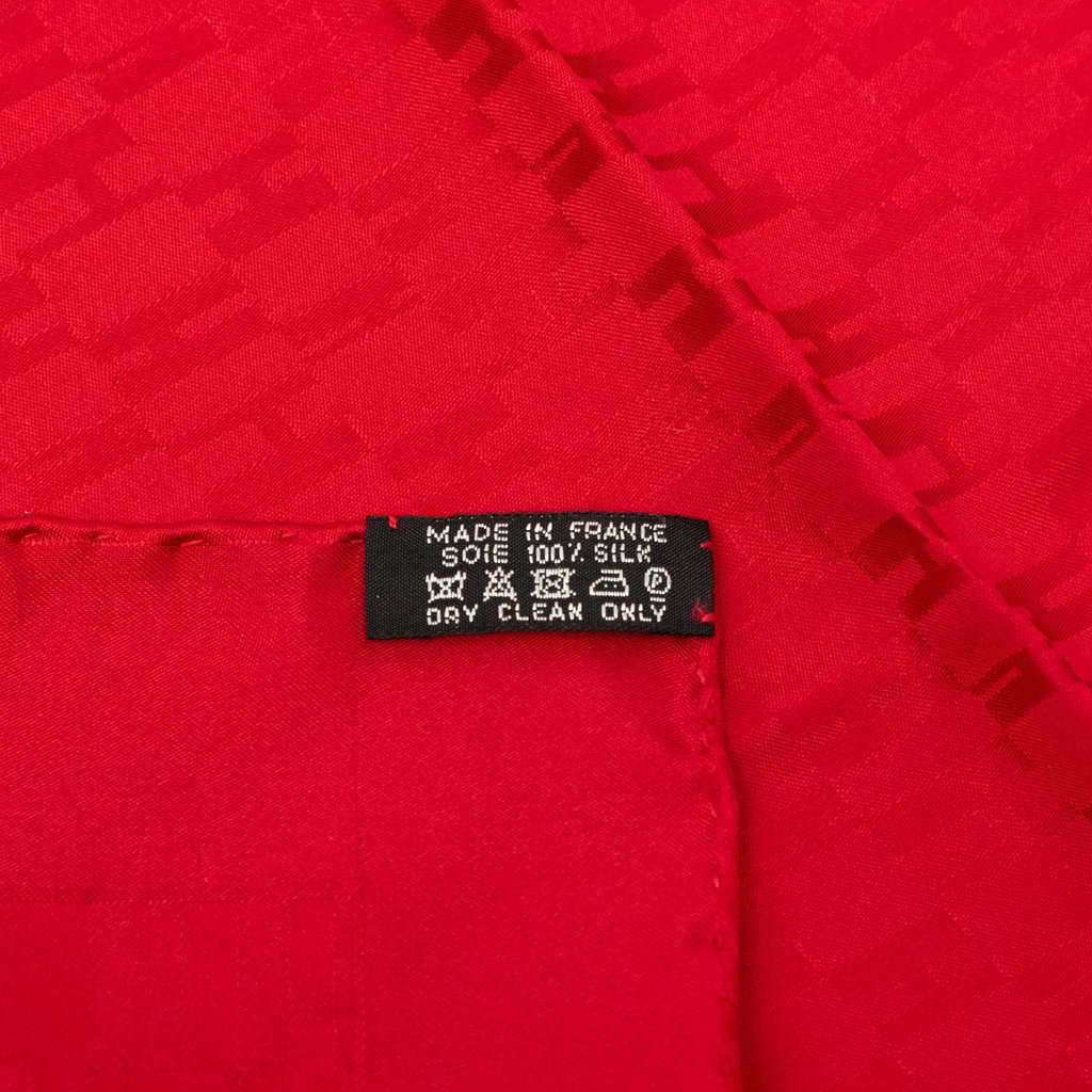 Hermès Faconnee Grand H Silk Pocket Square Scarf Red Very good - Inside View