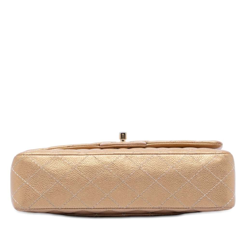 Chanel Medium Classic Iridescent Caviar Double Flap Beige Leather Very good condition - Inside View