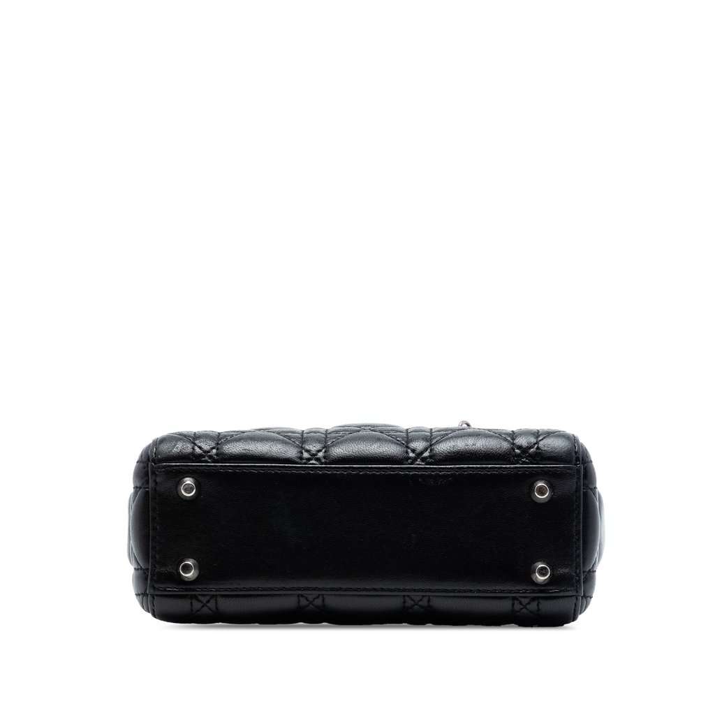Dior Mini Lambskin Cannage Lady Dior Black Leather Very good condition - Inside View