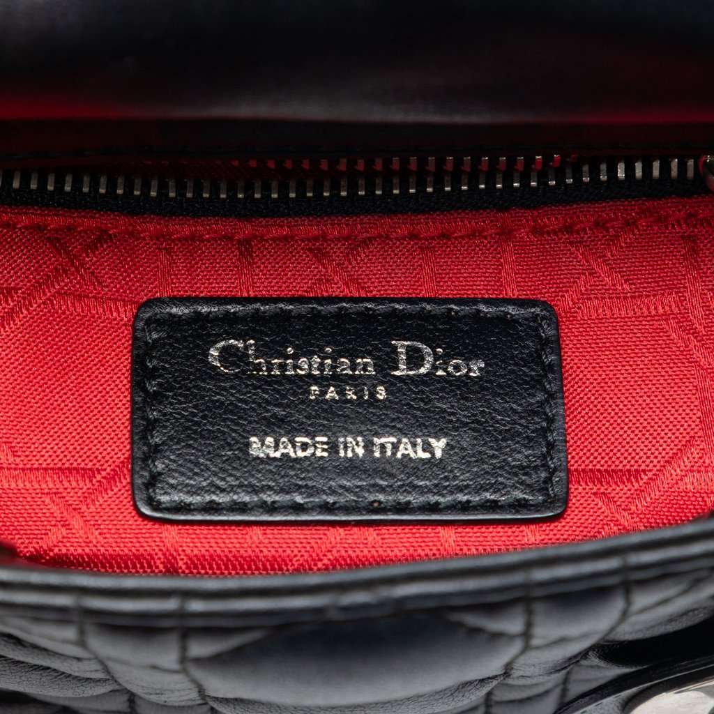 Dior Mini Lambskin Cannage Lady Dior Black Leather Very good condition - Box View
