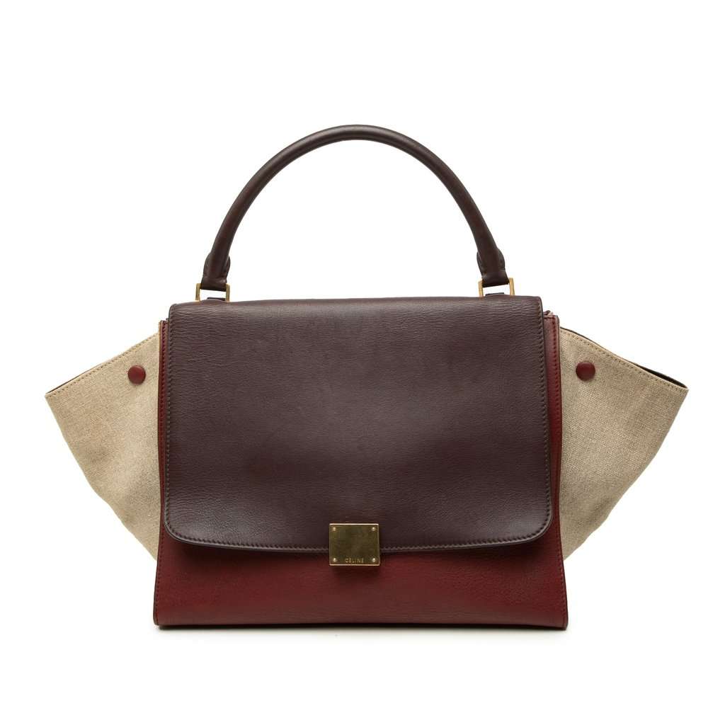 Celine Medium Tricolor Leather Trapeze Satchel Red Leather Very good condition - Front View