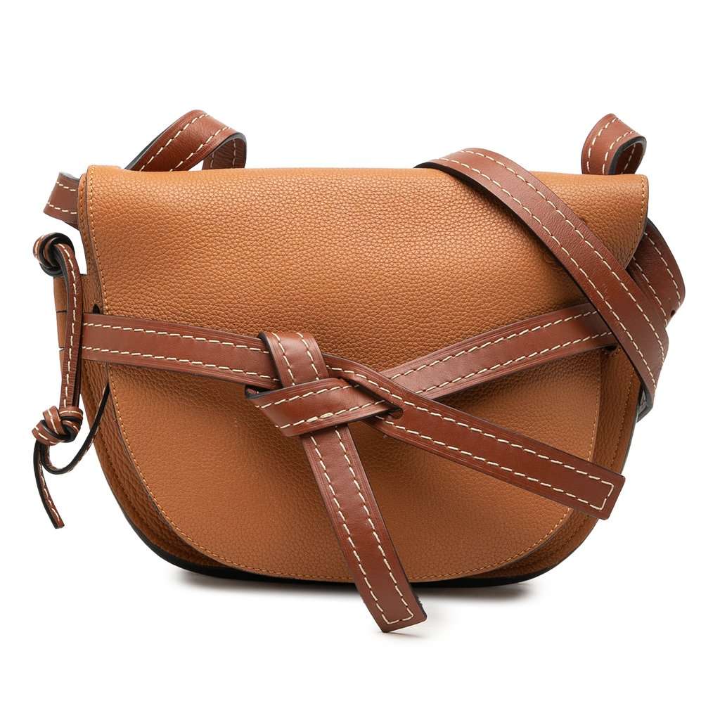 LOEWE Small Leather Gate Crossbody Brown Leather Very good - Front View