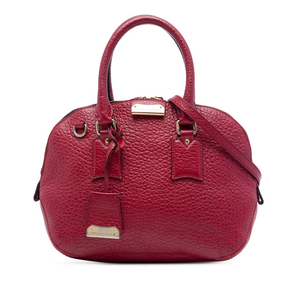 Burberry Small Grained Calfskin Heritage Orchard Bowling Bag Red Leather Good - Front View