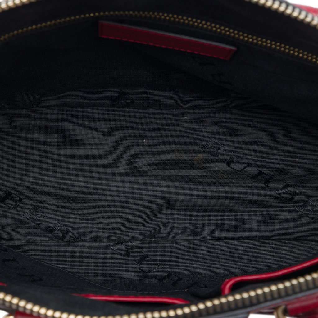 Burberry Small Grained Calfskin Heritage Orchard Bowling Bag Red Leather Good - Model View