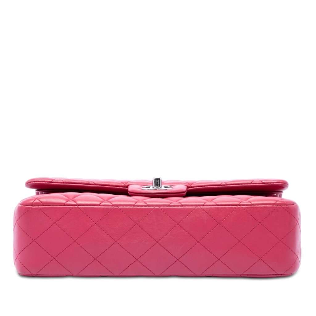 Chanel Medium Classic Lambskin Double Flap Pink Leather Very good - Inside View