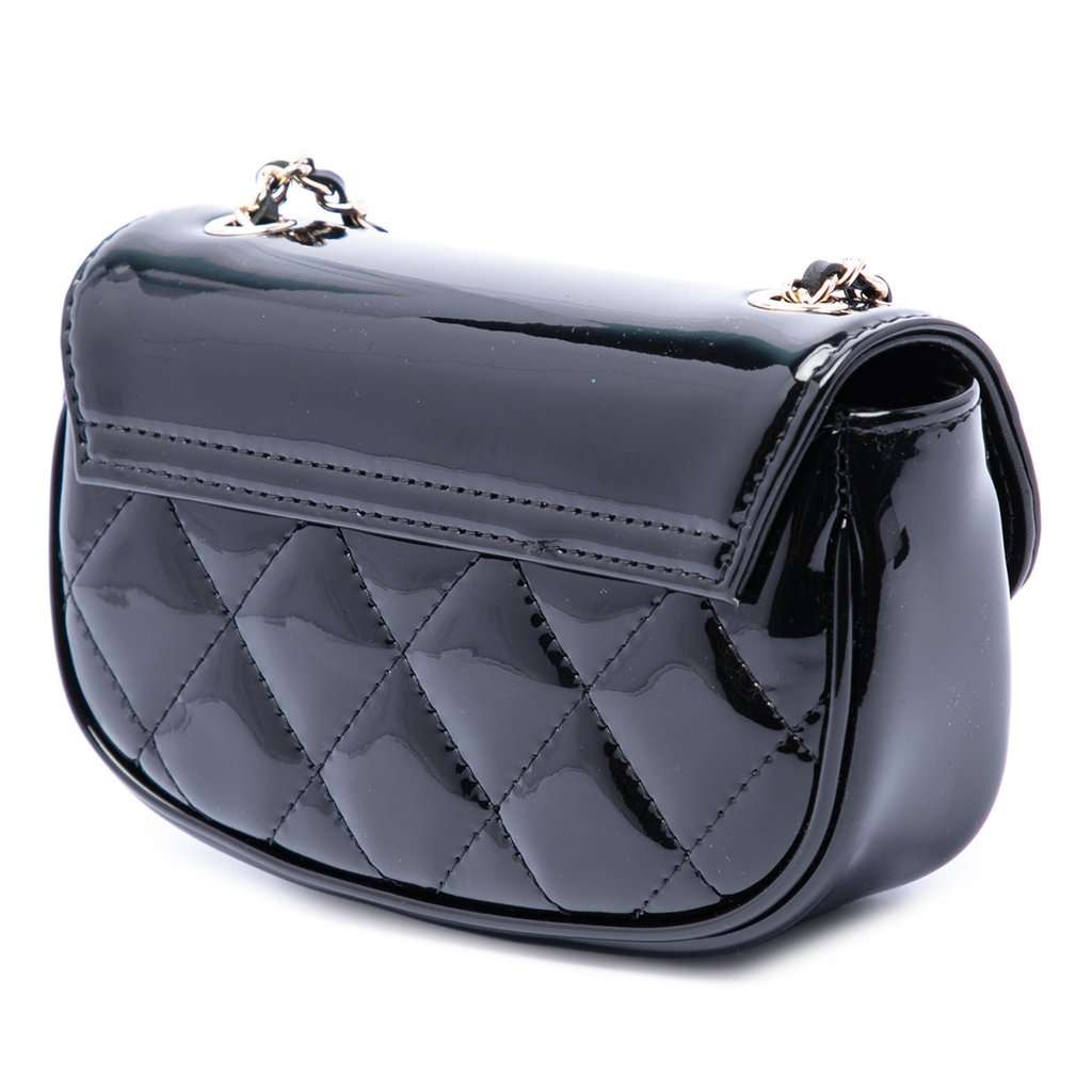 Chanel Mini CC Quilted Patent Single Flap Black Leather Very good condition - Back View