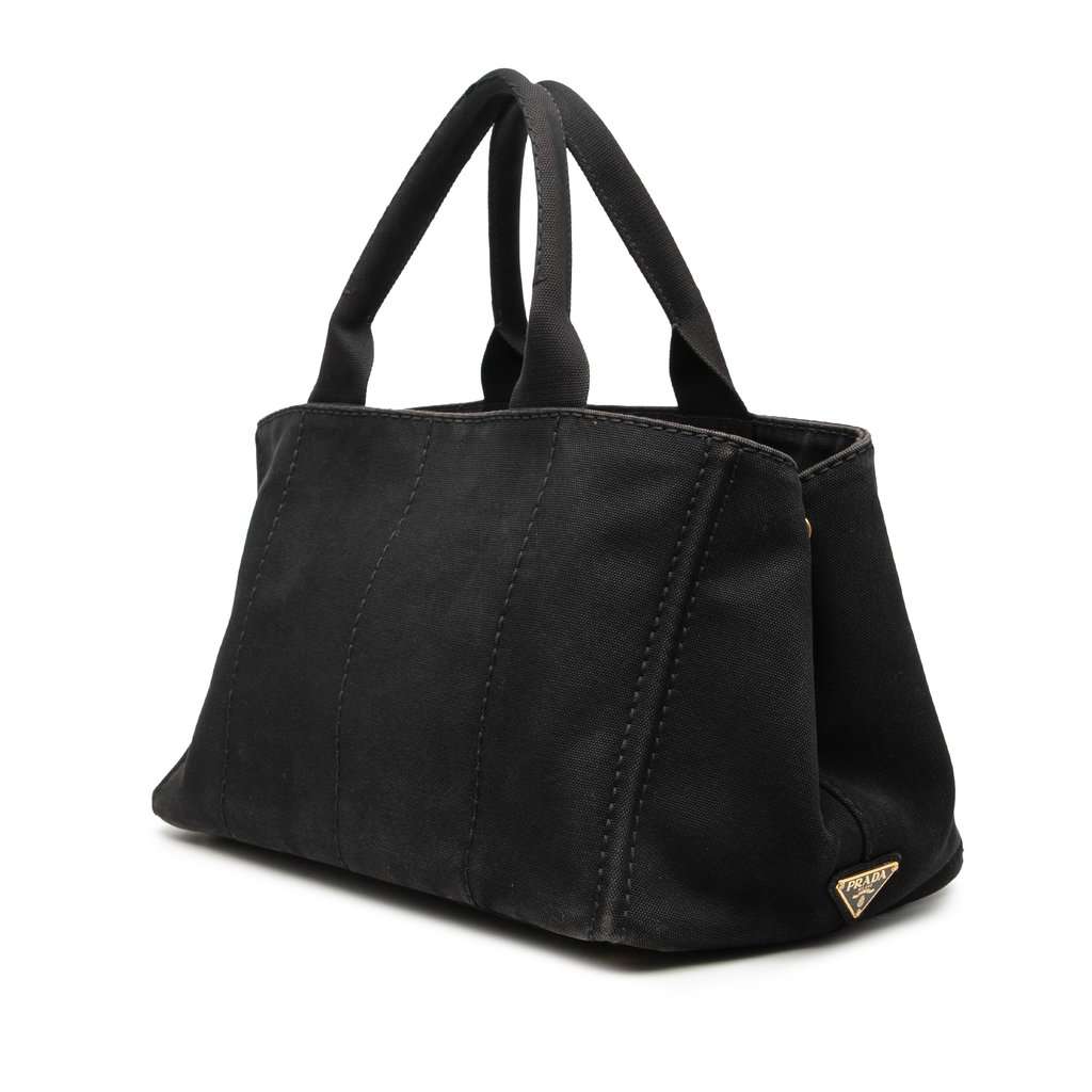 Prada Canvas Canapa Logo Satchel Black Very good - Back View