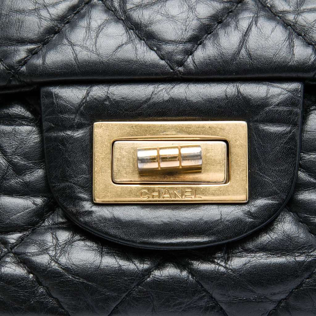Chanel Quilted Aged Calfskin Reissue 2.55 Double Flap 227 Black Leather Very good condition - Box View