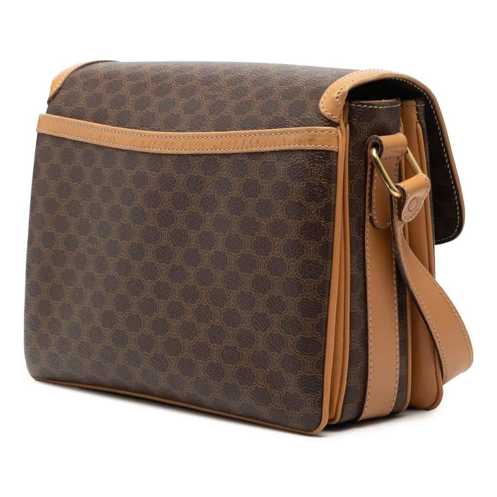 Celine Macadam Coated Canvas Crossbody Brown Very good - Back View