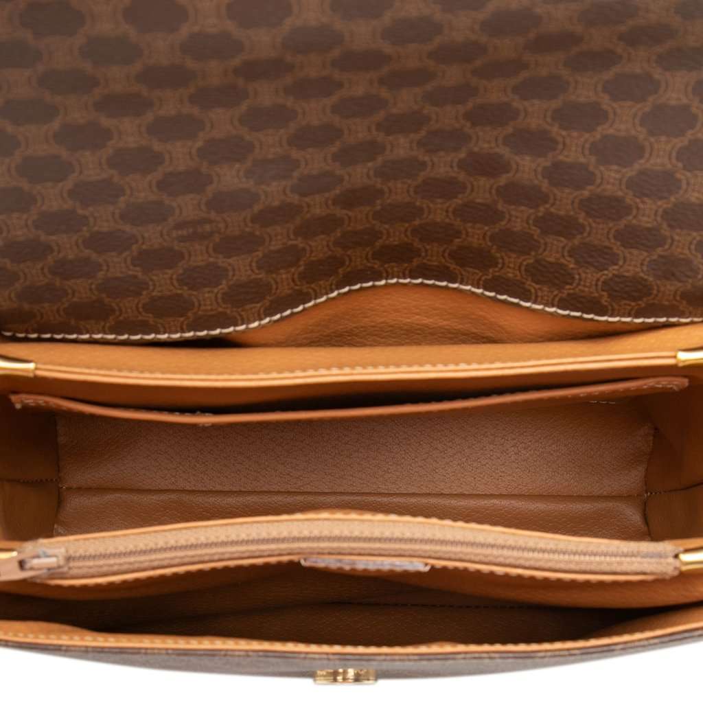 Celine Macadam Coated Canvas Crossbody Brown Very good - Model View