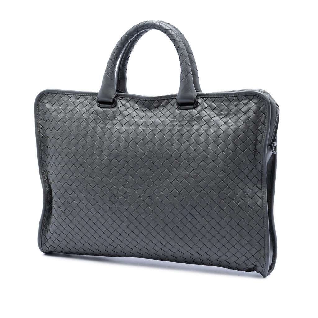 Bottega Veneta Nappa Intrecciato Business Bag Green Leather Very good condition - Back View