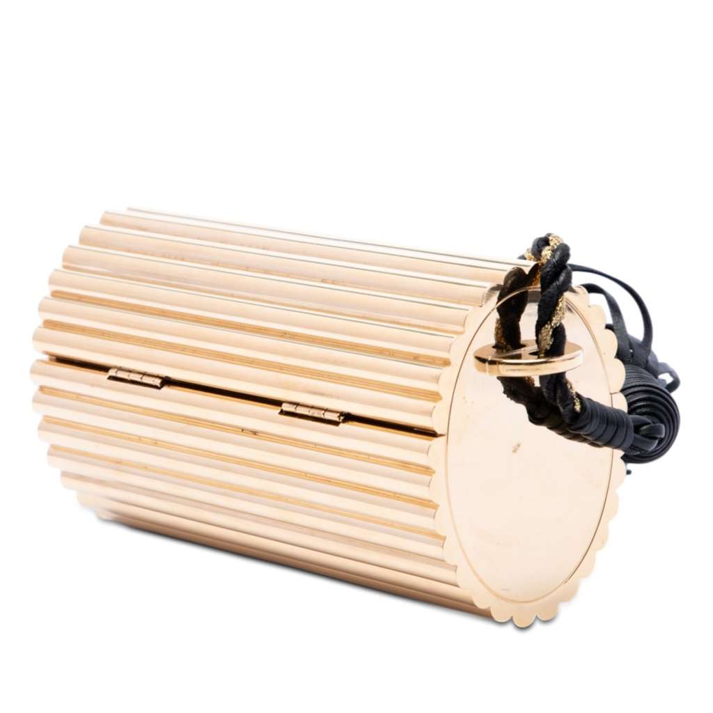 Saint Laurent Ribbed Acrylic and Lambskin Fringe Monogram Opium Box Bag Gold Plastic Very good condition - Back View