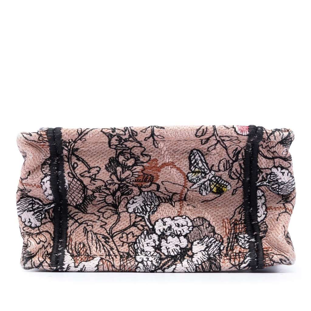 Dior Mini Embroidered Canvas Jardin Magique Vertical Book Tote Pink Very good condition - Inside View