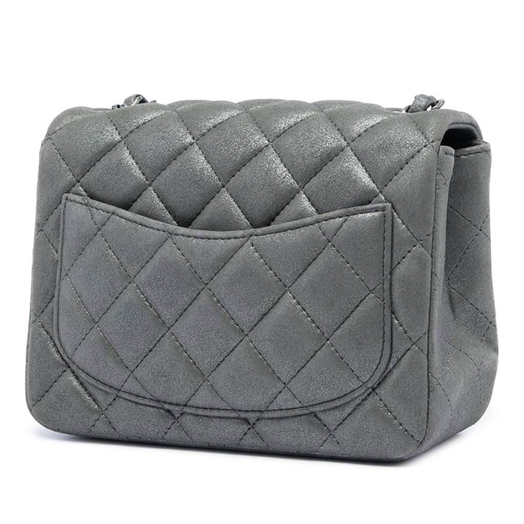 Chanel Mini Square Classic Metallic Lambskin Single Flap MultiColor Leather Very good - Back View