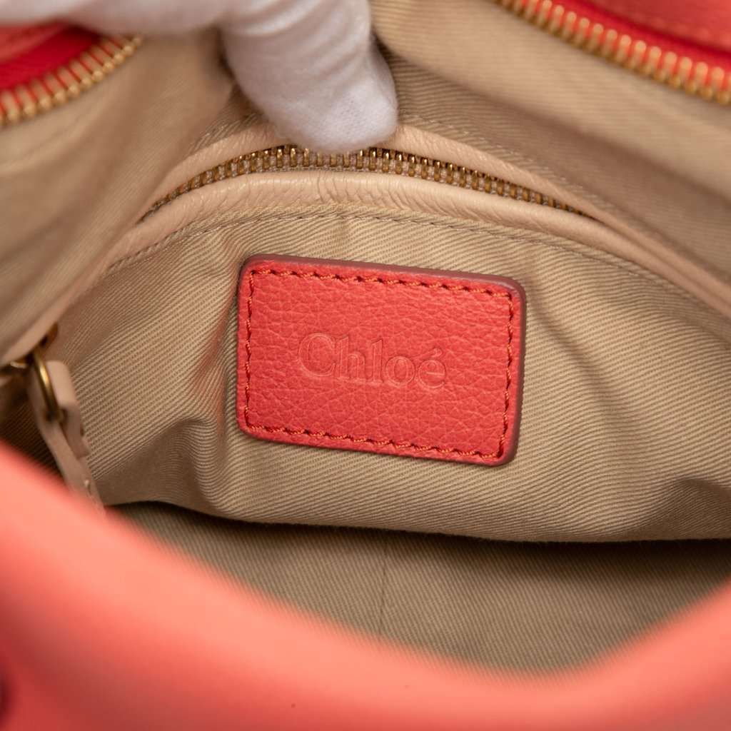 Chloé Medium Leather Paraty Satchel Orange Leather Very good condition - Box View