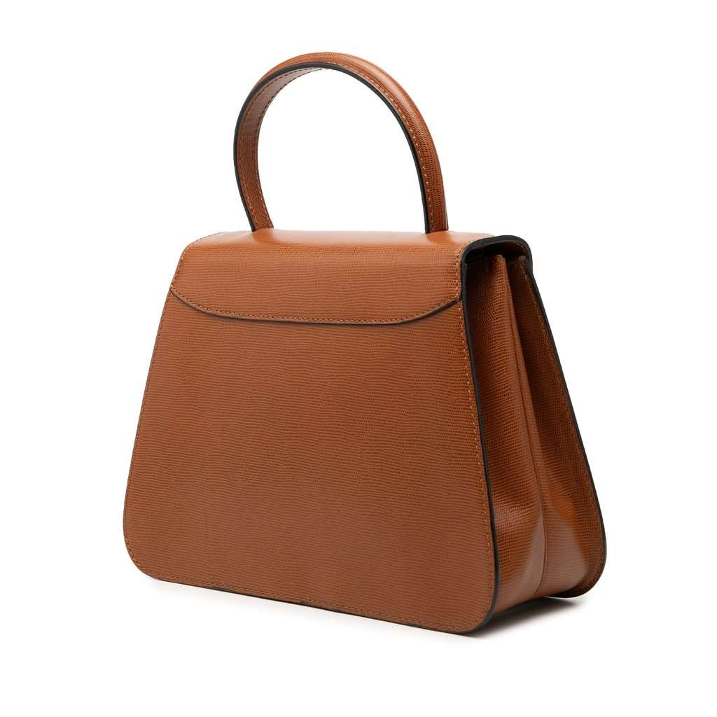 Celine Embossed Leather Top Handle Bag Brown Leather Very good - Back View