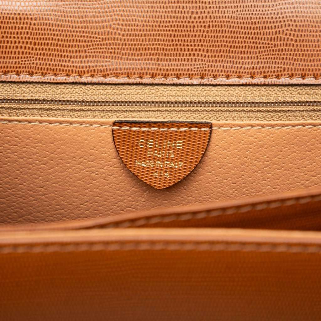 Celine Embossed Leather Top Handle Bag Brown Leather Very good - Box View