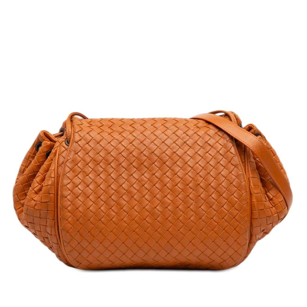 Bottega Veneta Nappa Intrecciato Flap Crossbody Orange Leather Very good condition - Front View