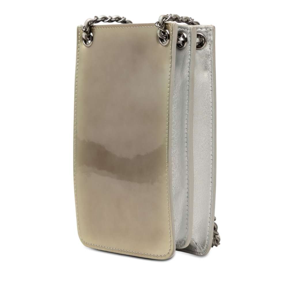 Chanel CC Patent Phone Holder Crossbody Gold Leather Very good condition - Back View