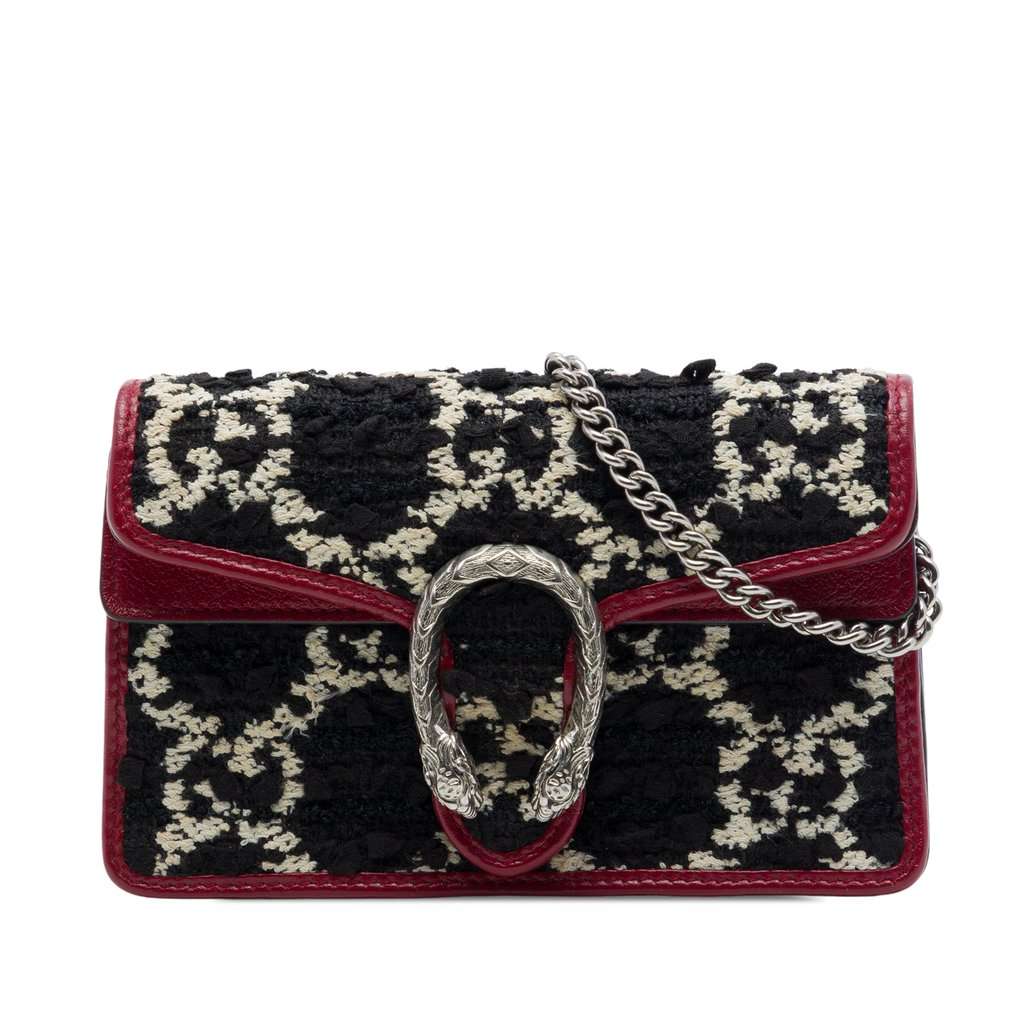Gucci Mini GG Tweed Dionysus Crossbody Black Very good - Front View