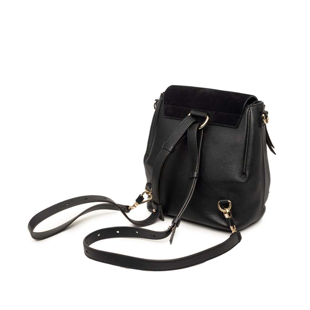 Chloé Medium Calfskin and Suede Faye Backpack Black Leather Good condition - Back View