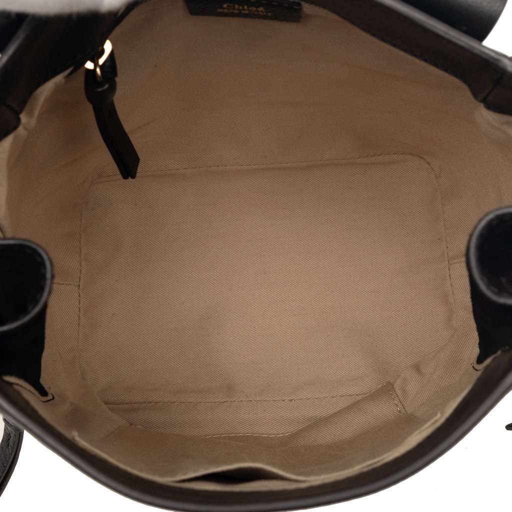 Chloé Medium Calfskin and Suede Faye Backpack Black Leather Good condition - Model View