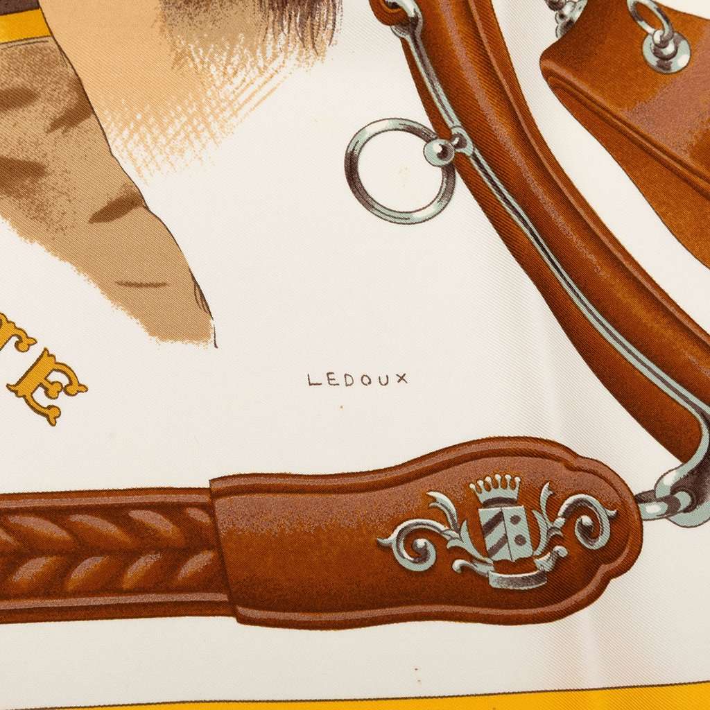 Hermès Attelage en Arbalete Silk Scarf 90 White Very good - Inside View