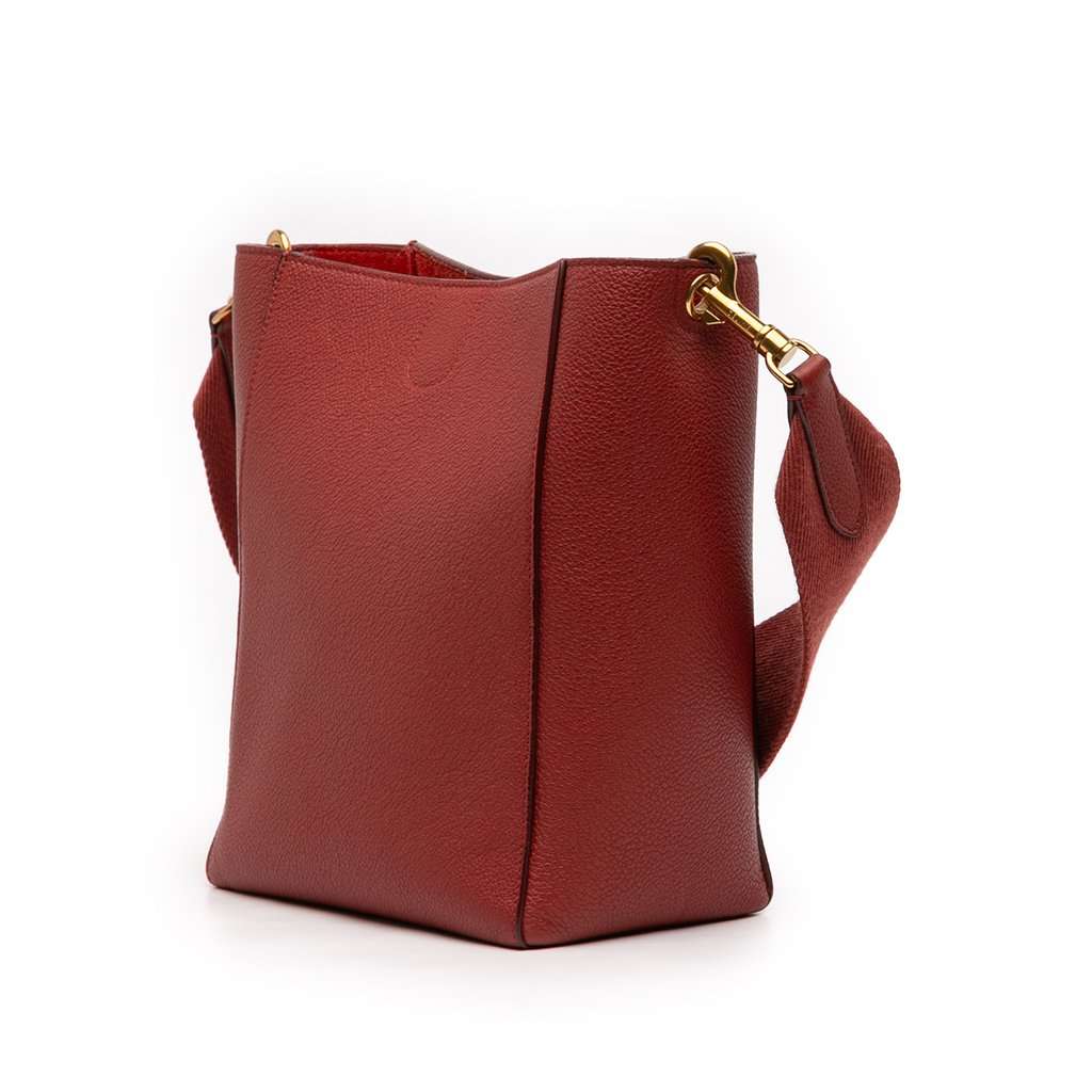 Celine Small Leather Seau Sangle Bucket Bag Red Leather Very good condition - Back View