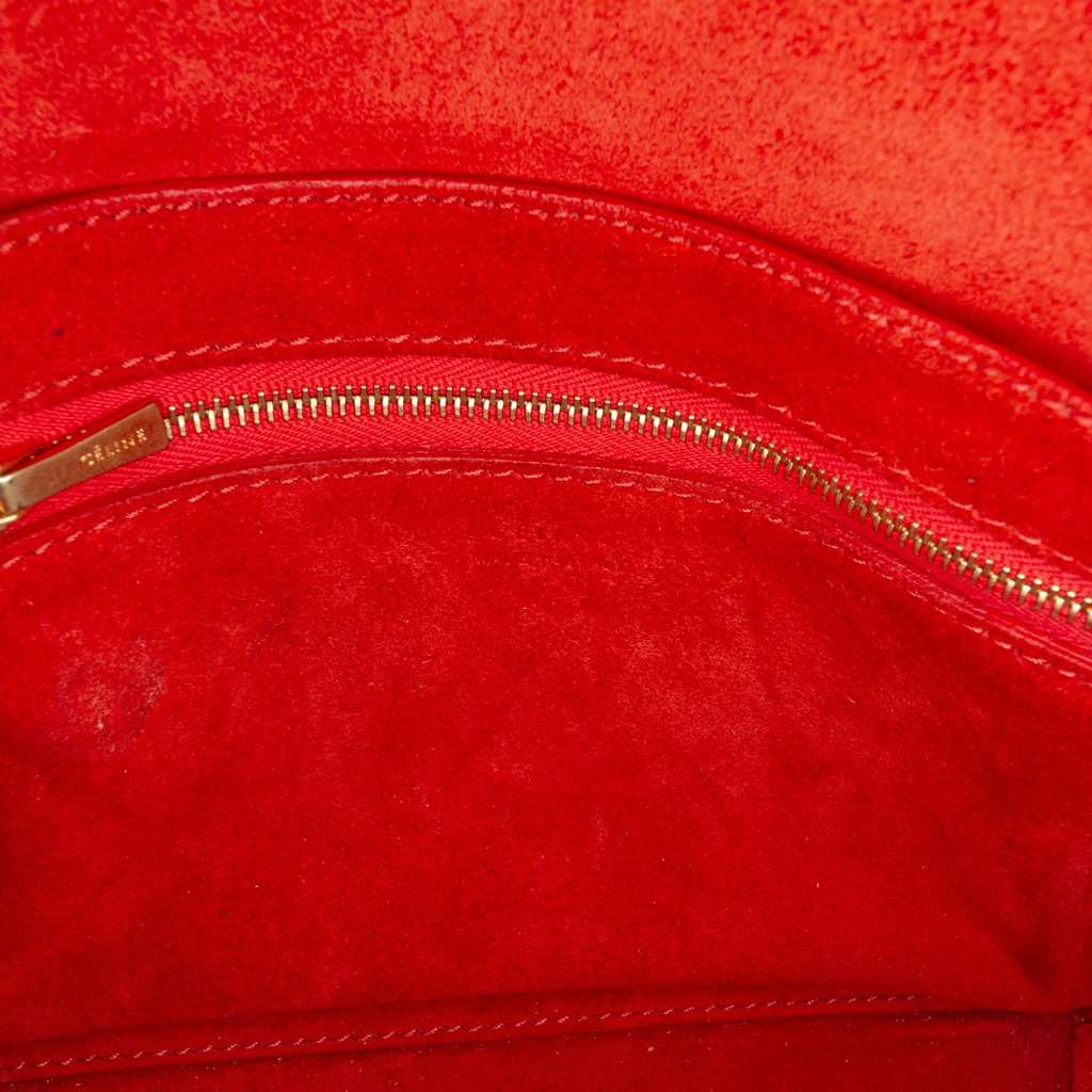 Celine Small Leather Seau Sangle Bucket Bag Red Leather Very good condition - Box View