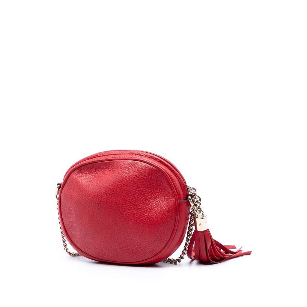 Gucci Mini Pebbled Calfskin Soho Chain Crossbody Red Leather Very good - Back View