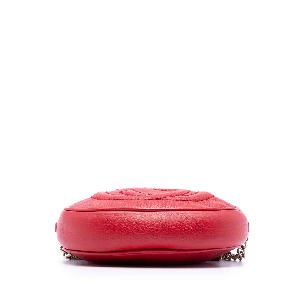 Gucci Mini Pebbled Calfskin Soho Chain Crossbody Red Leather Very good - Inside View