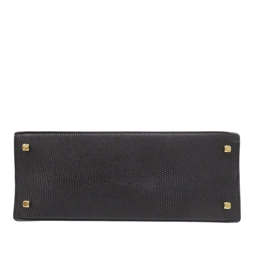 Salvatore Ferragamo Lizard Embossed Leather Vara Bow Satchel Black Leather Very good condition - Inside View