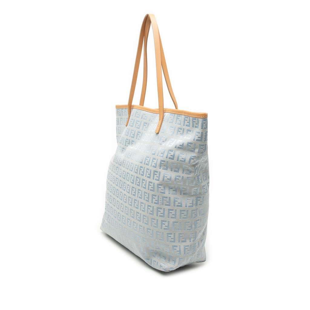 Fendi Small Zucchino Canvas Roll Tote Blue Very good condition - Back View