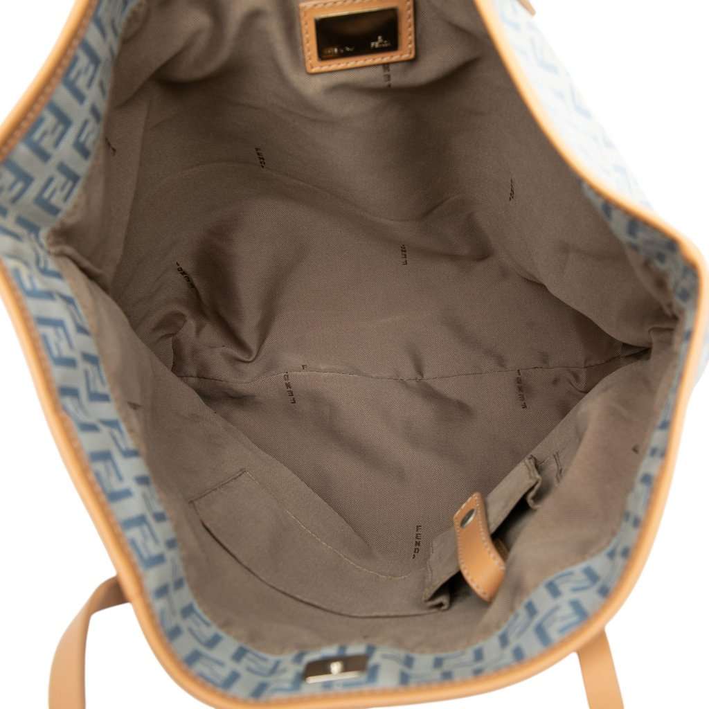Fendi Small Zucchino Canvas Roll Tote Blue Very good condition - Model View