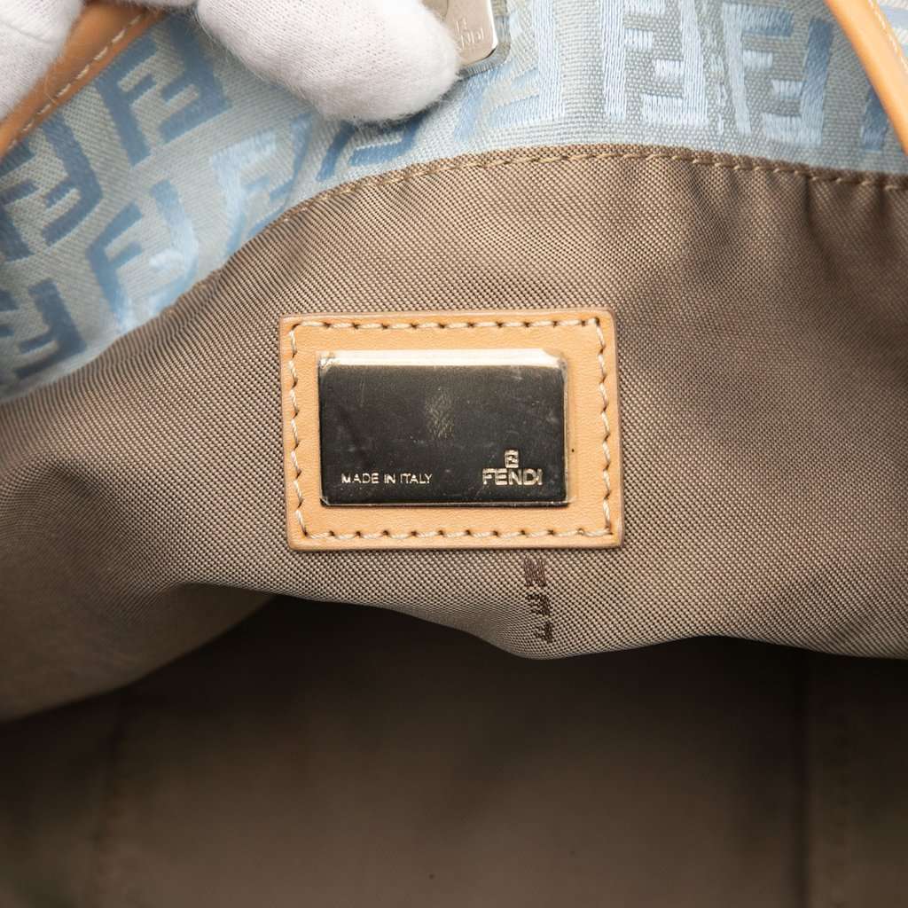 Fendi Small Zucchino Canvas Roll Tote Blue Very good condition - Box View