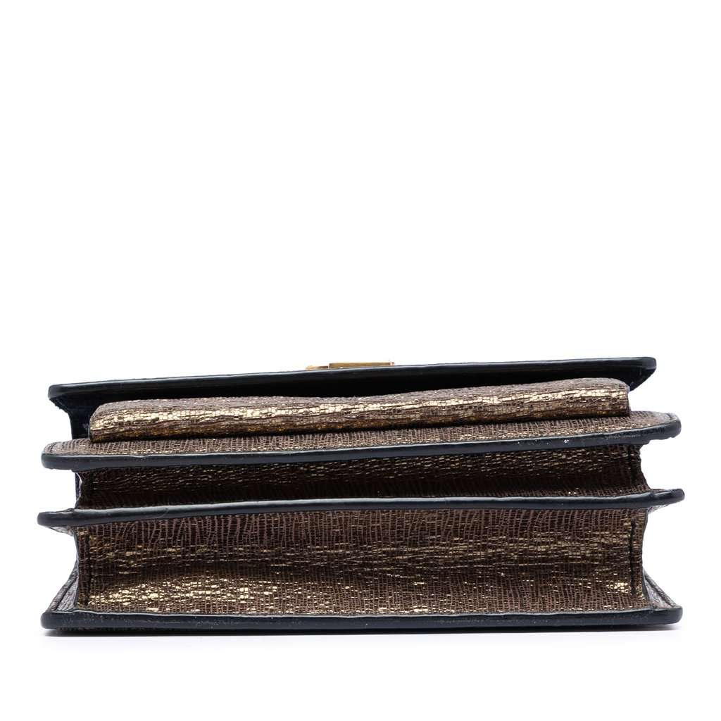Saint Laurent Small Metallic Lizard Embossed Leather Monogram Sunset Crossbody Gold Leather Very good condition - Inside View