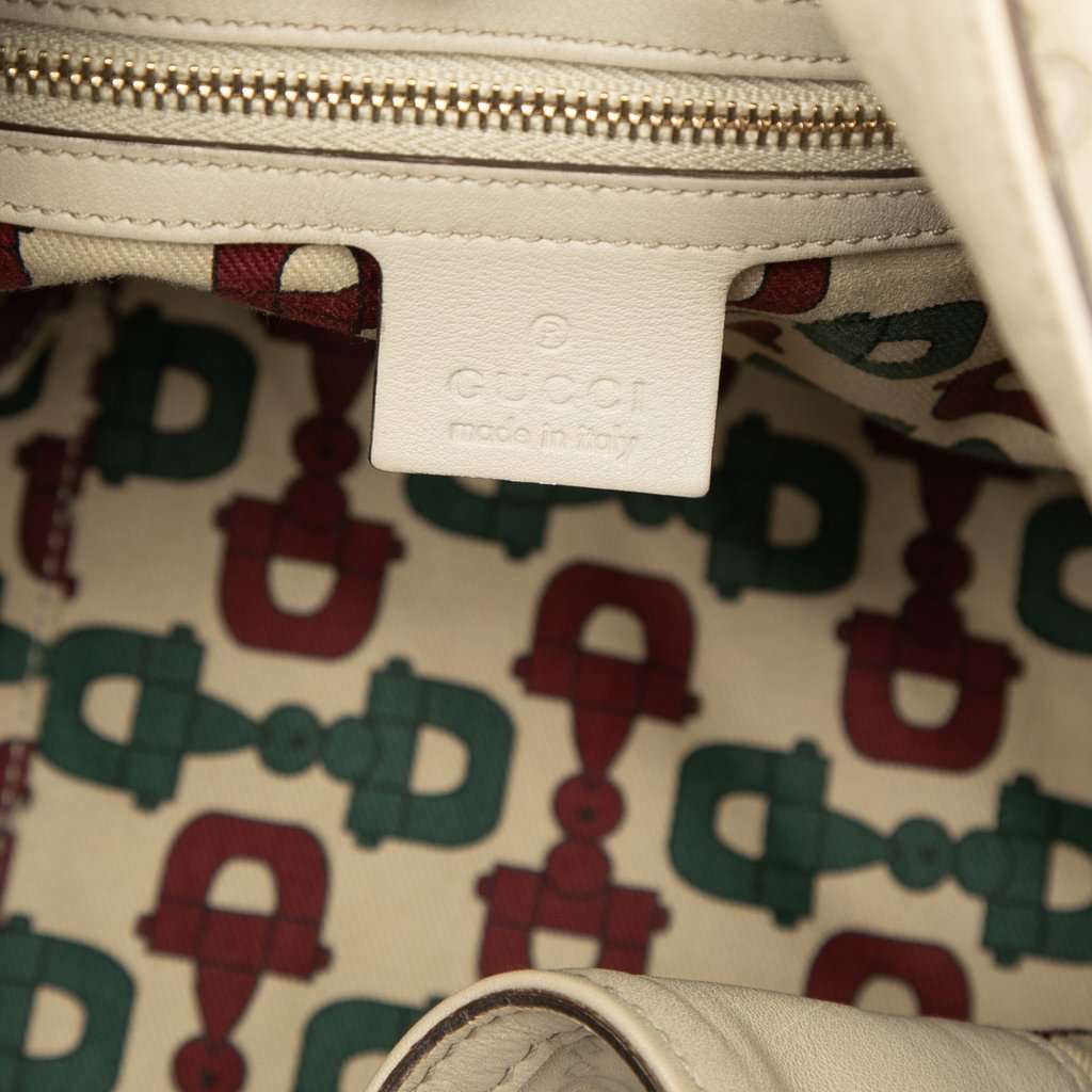 Gucci Guccissima Bamboo Peggy Satchel White Leather Very good - Box View