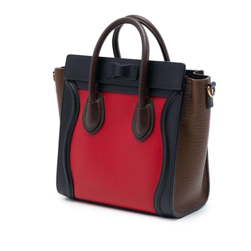 Celine Nano Tricolor Leather Luggage Tote Red Leather Very good - Back View