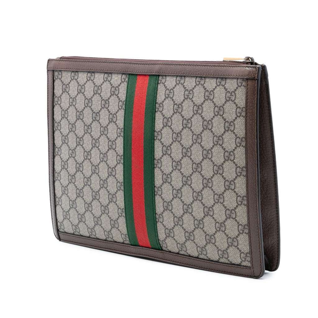 Gucci GG Supreme Ophidia Clutch Beige Very good condition - Back View