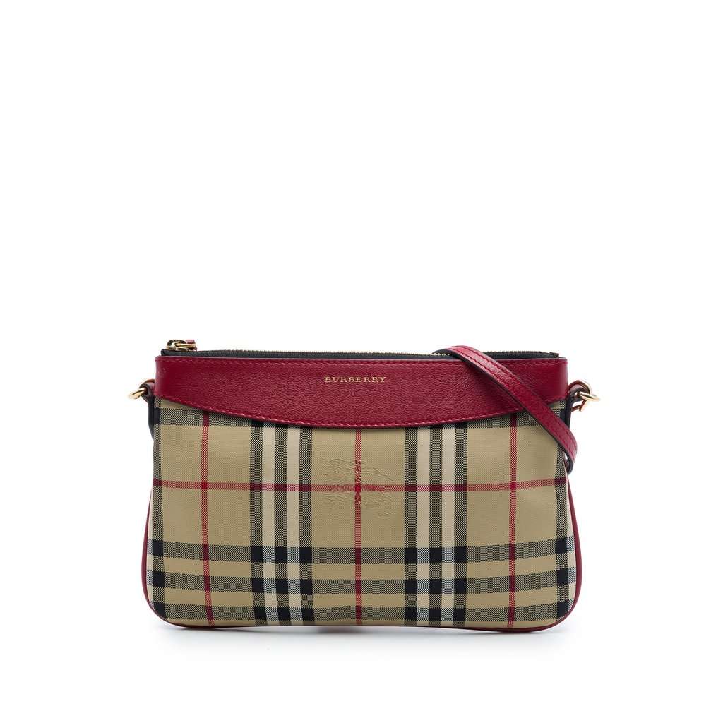 Burberry Haymarket Check Nylon Peyton Crossbody Beige Very good condition - Front View