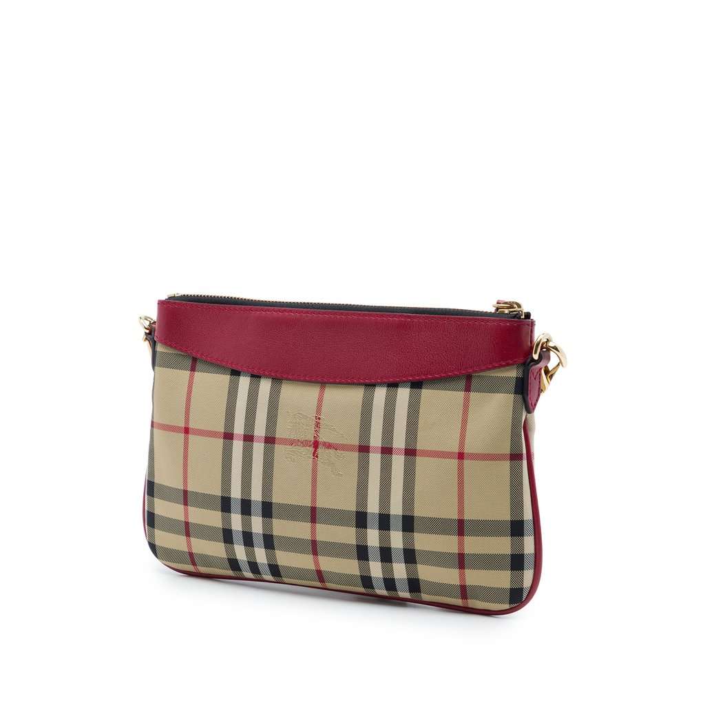 Burberry Haymarket Check Nylon Peyton Crossbody Beige Very good condition - Back View