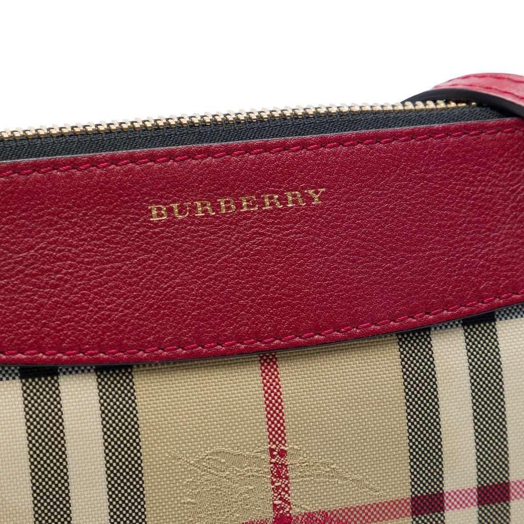 Burberry Haymarket Check Nylon Peyton Crossbody Beige Very good condition - Box View