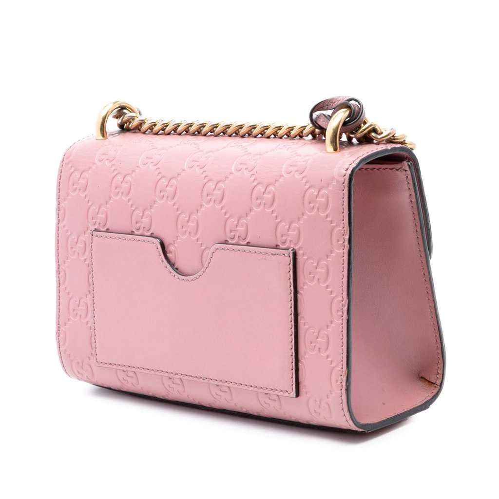 Gucci Small Guccissima Padlock Crossbody Pink Leather Very good - Back View