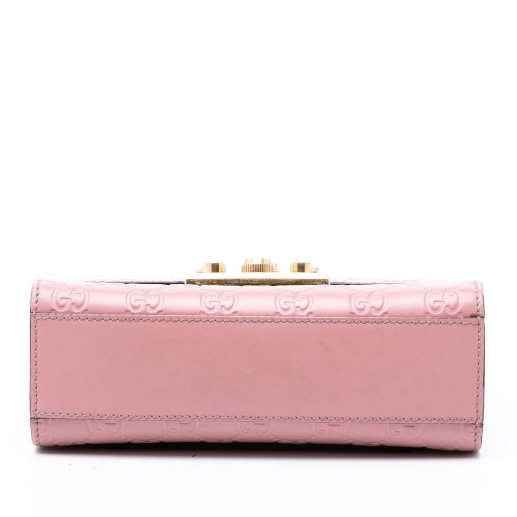 Gucci Small Guccissima Padlock Crossbody Pink Leather Very good - Inside View