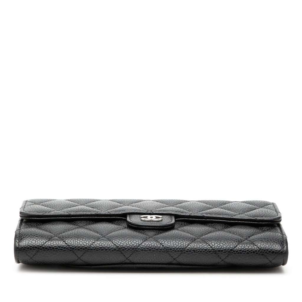 Chanel CC Quilted Caviar Classic Flap Wallet Black Leather Very good - Inside View